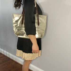 Gold faux python Tote